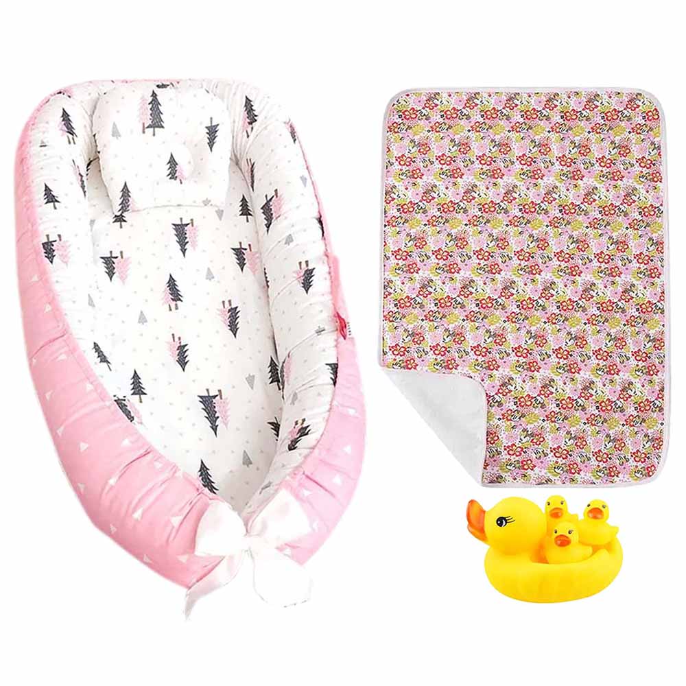 Star Babies - Baby Sleeping Bed Pod Pink with Reusable Changing Mat & Powder Puff - Pink