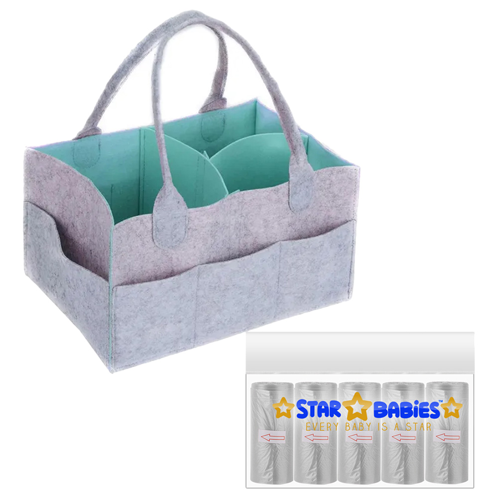 Star Babies - Caddy Diaper Bag Organizer with Scented Bag 5pcs - Grey Green
