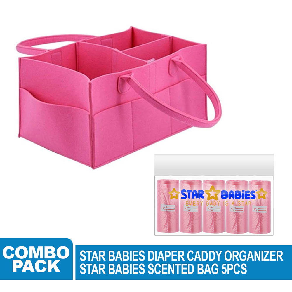 Star Babies - Caddy Diaper Bag Organizer with Scented Bag 5pcs - Grey Green