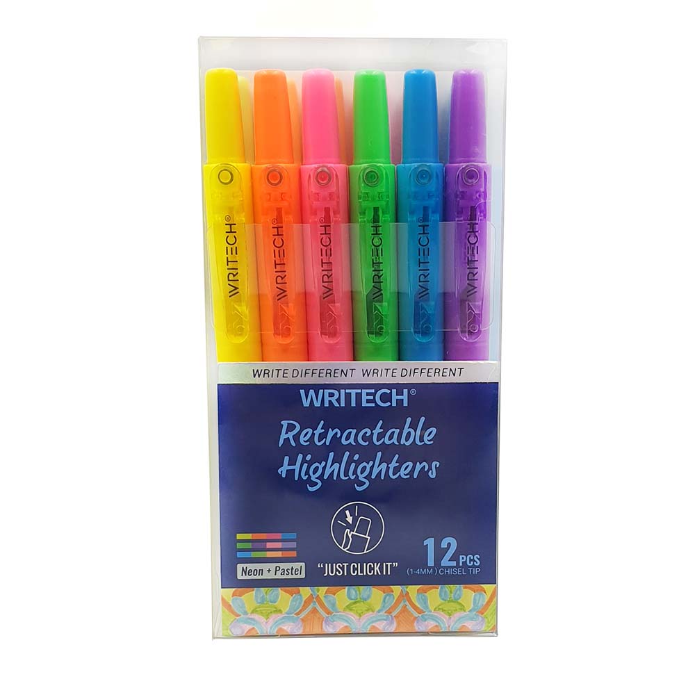Writech - Retractable Highlighter - 12pcs