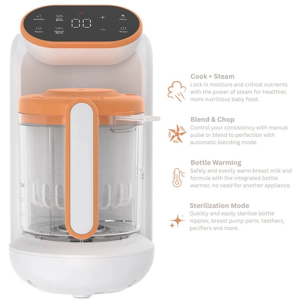 Quark Quook 5 In 1 Baby Food Processor - White/Orange