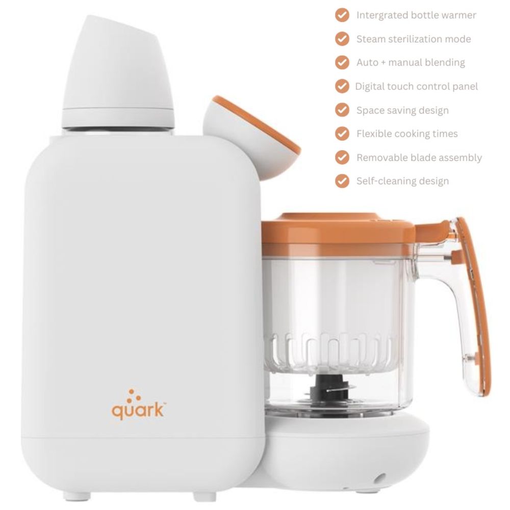 Quark Quook 5 In 1 Baby Food Processor - White/Orange