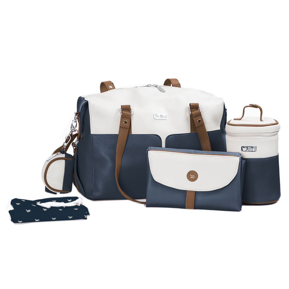 Jikel - Diaper Bag W/ Changing Mat & Bottle Storage - Navy Blue