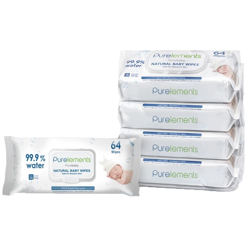 Purelements - 99.9% Water Wipes For Sensitive Skin - Pack Of 4