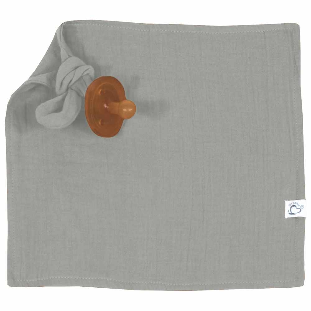 Me - Organic Pacifier Holder Snuggle - Crinkle Muslin - Dove