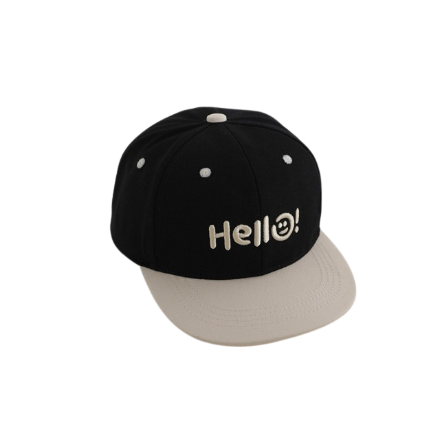 Wonder Kids Kids' Hello Embroidered Cap - Black