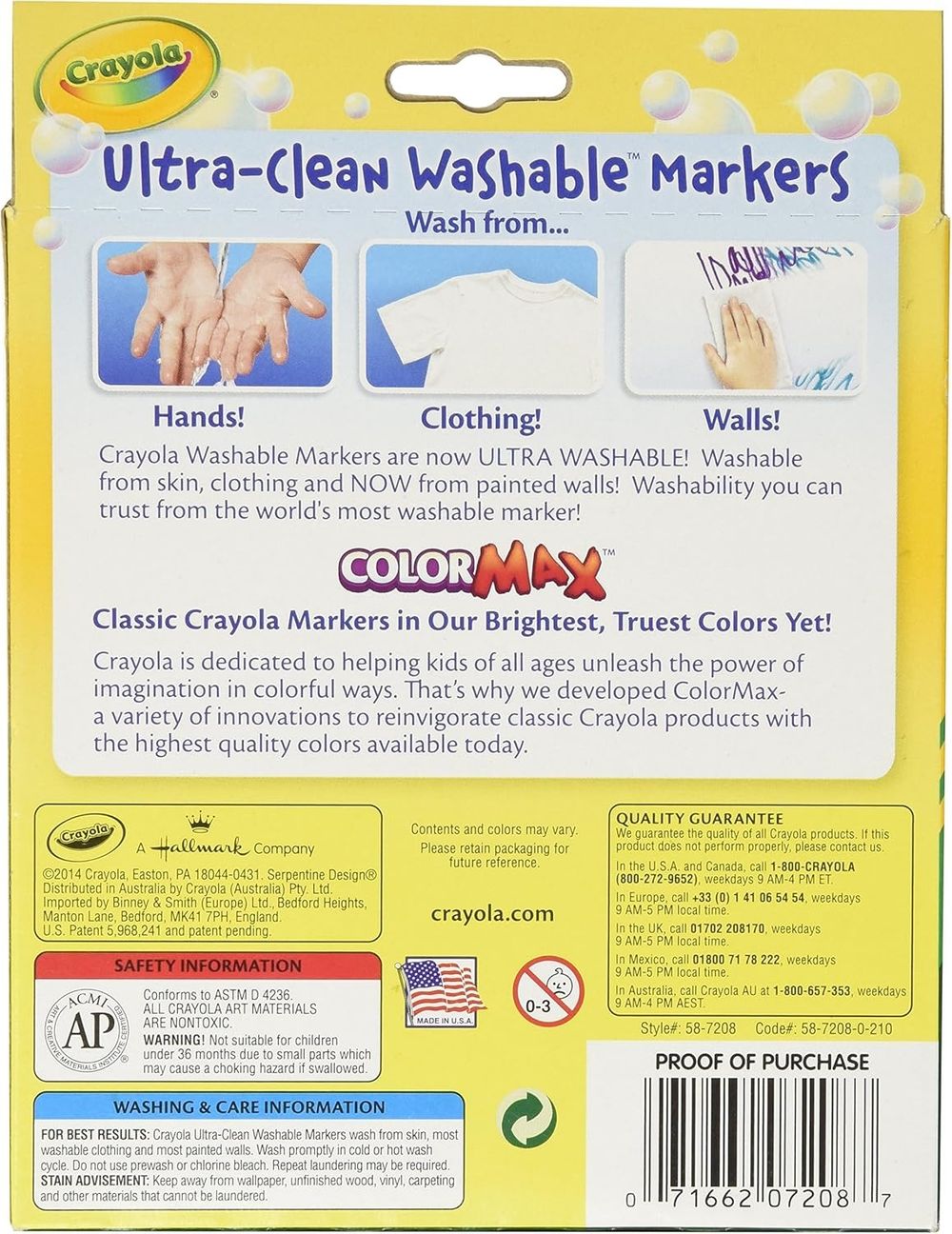 Crayola - Color Max Wedge Tip Ultra-Clean Washable Markers - Multicolor - 8 Pcs