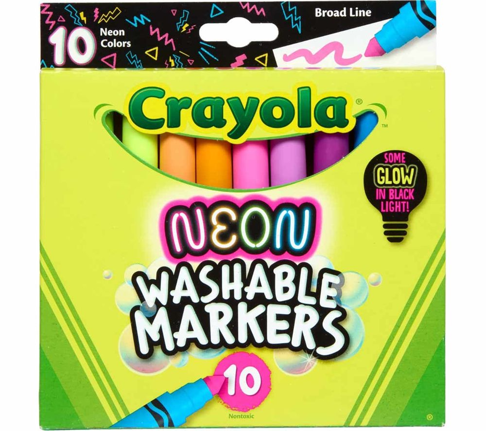 Crayola - Neon Washable Broad Line Markers - Multicolor - 10 Pcs