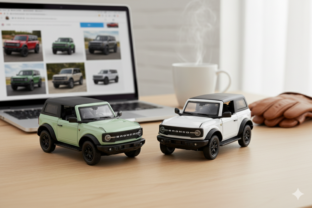 D-Power - Ford Bronco Badlands 2023 Diecast Car 1:36 - Assorted Colors Green/White - 1pc