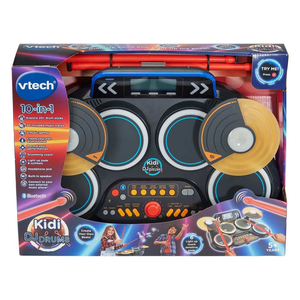Vtech - 10-In-1 Kidi Light-Up DJ Drums Kit With Bluetooth - Black