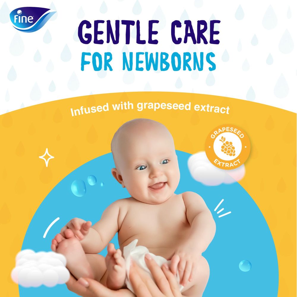 Fine - Baby Aqua Wipes 99.9% Pure Water & Soft Cotton 72 x 3 Ply - Pack Of 3