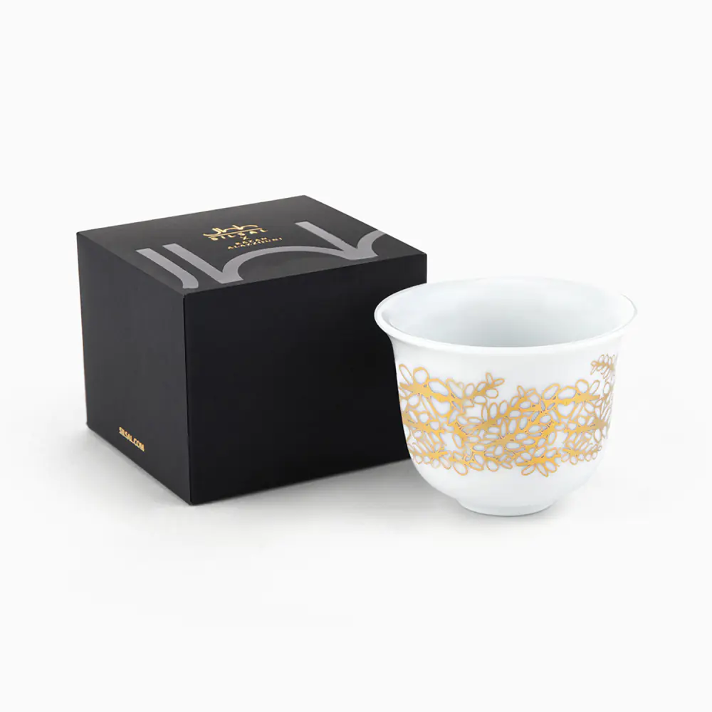 Silsal - Razan Alazzouni Tamrah Arabic Coffee Cup - Golden Stems