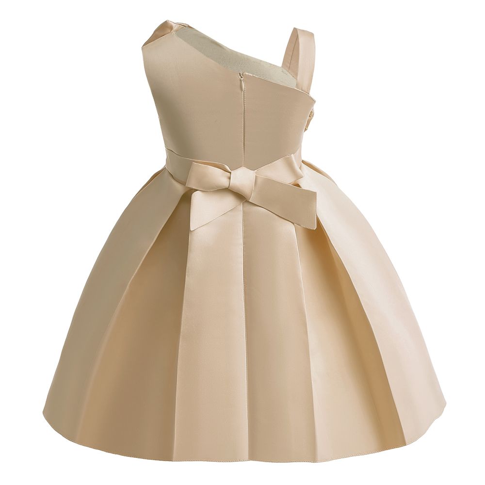 Sugar Rush - Girl's Solid Fit And Flare Dress - Beige
