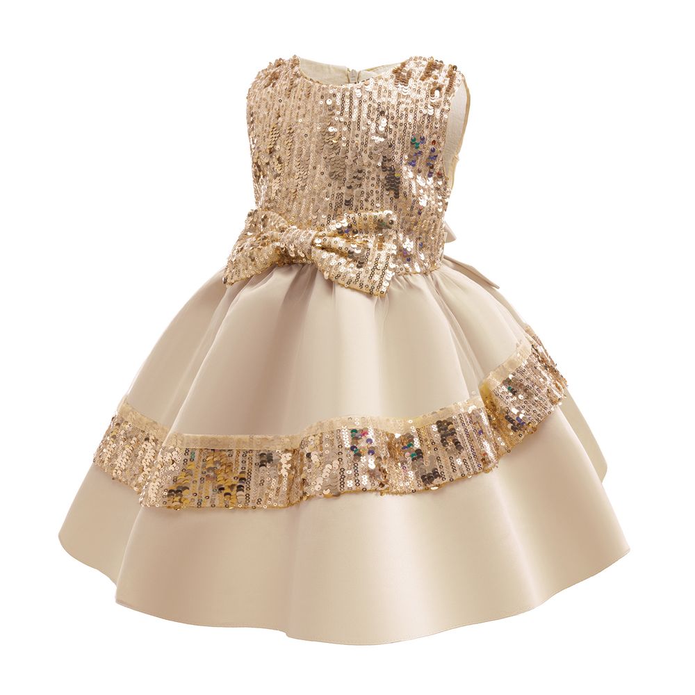 Sugar Rush - Girl's Embellished Balloon Dress - Champagne