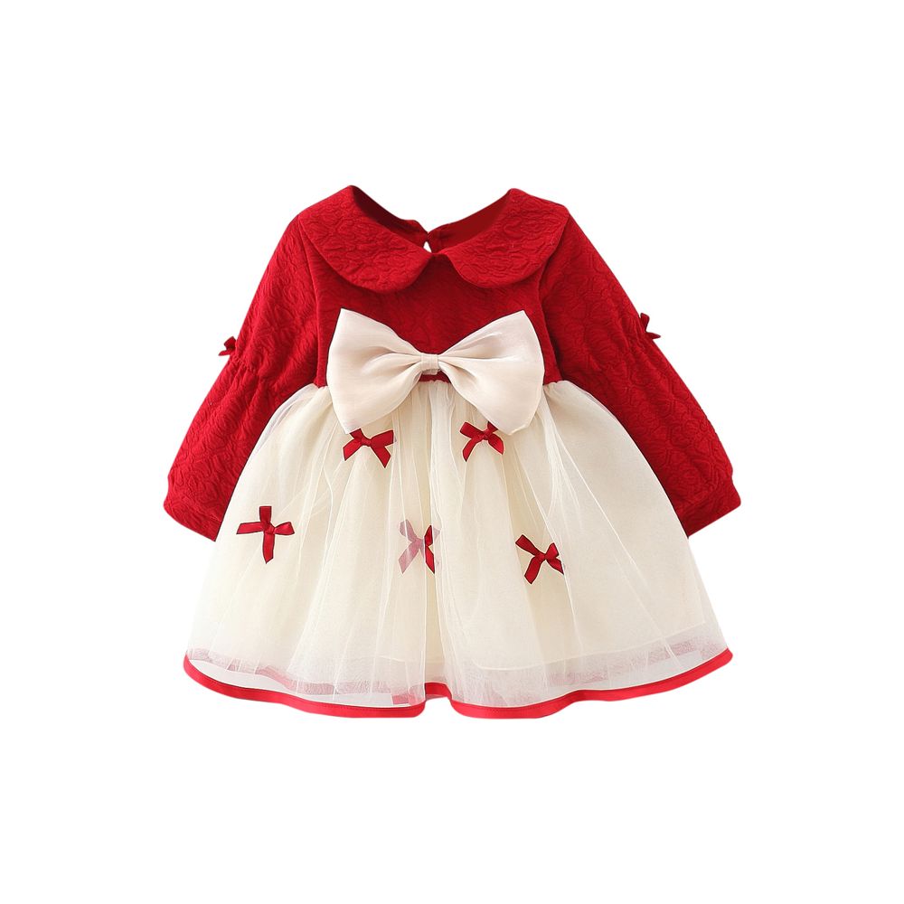Sugar Rush - Girl's Embellished Round Neck Fashion Dress - Red