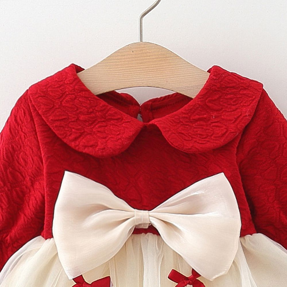 Sugar Rush - Girl's Embellished Round Neck Fashion Dress - Red