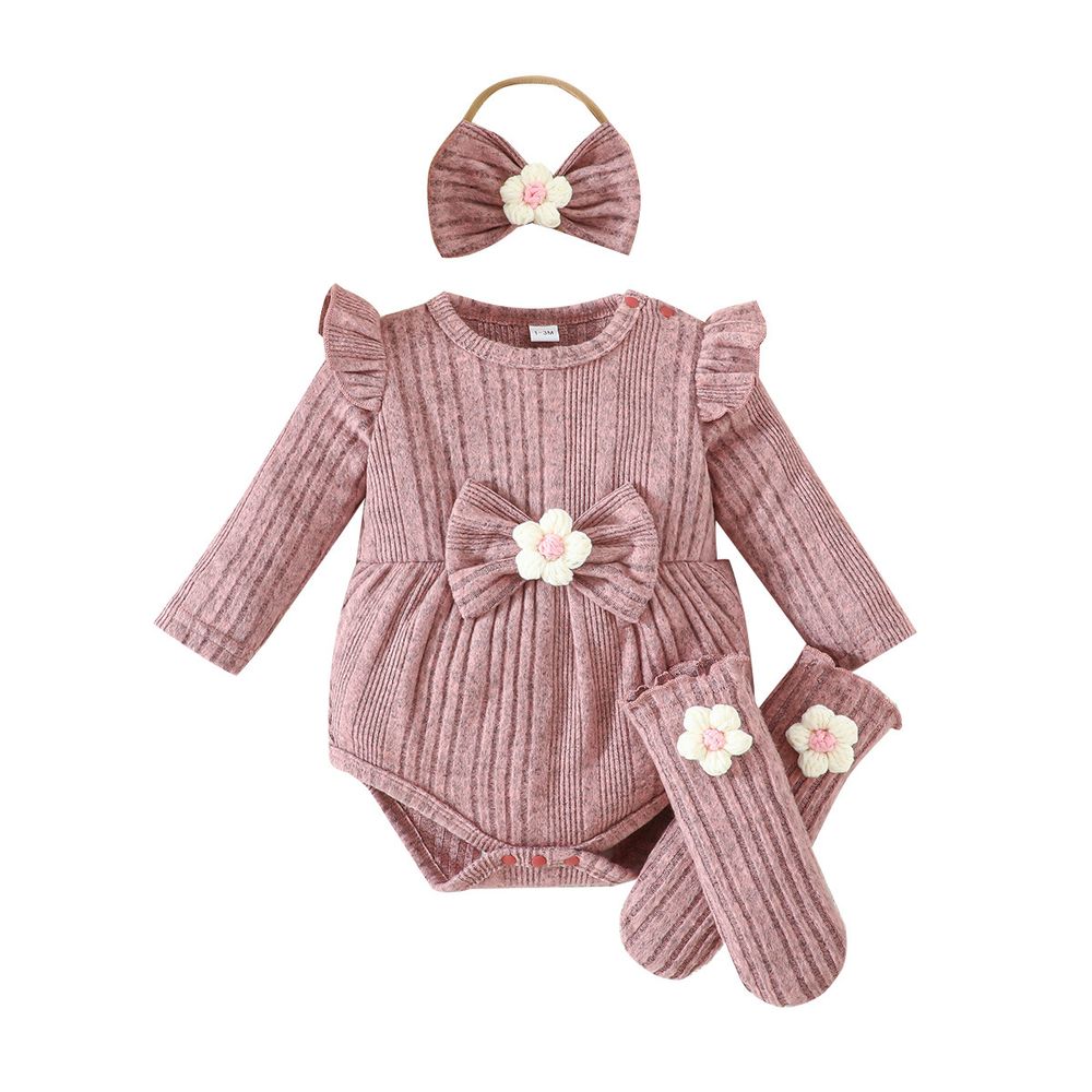 Sugar Rush - 3pc-Set - Romper With Hairband & Socks - Purple