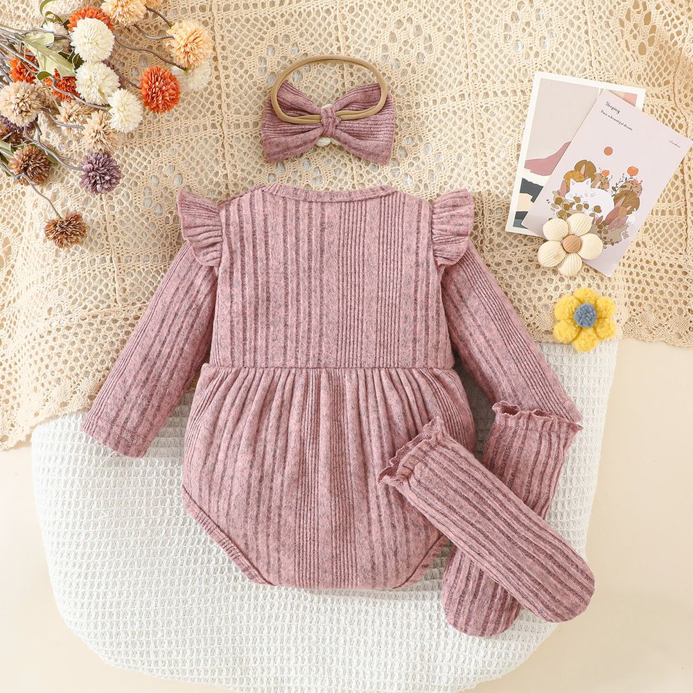 Sugar Rush - 3pc-Set - Romper With Hairband & Socks - Purple