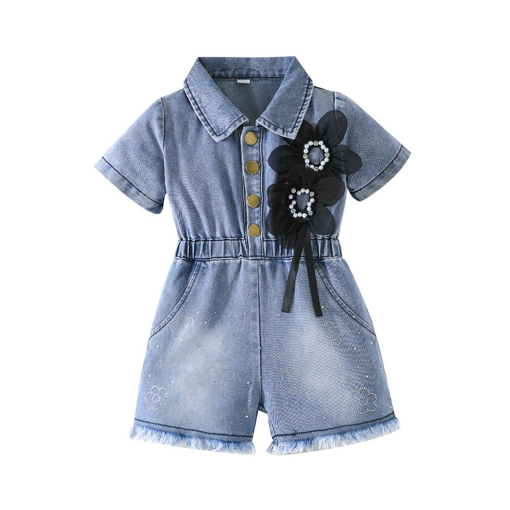 Sugar Rush - Jumpsuits With Flowers Attached - Blue