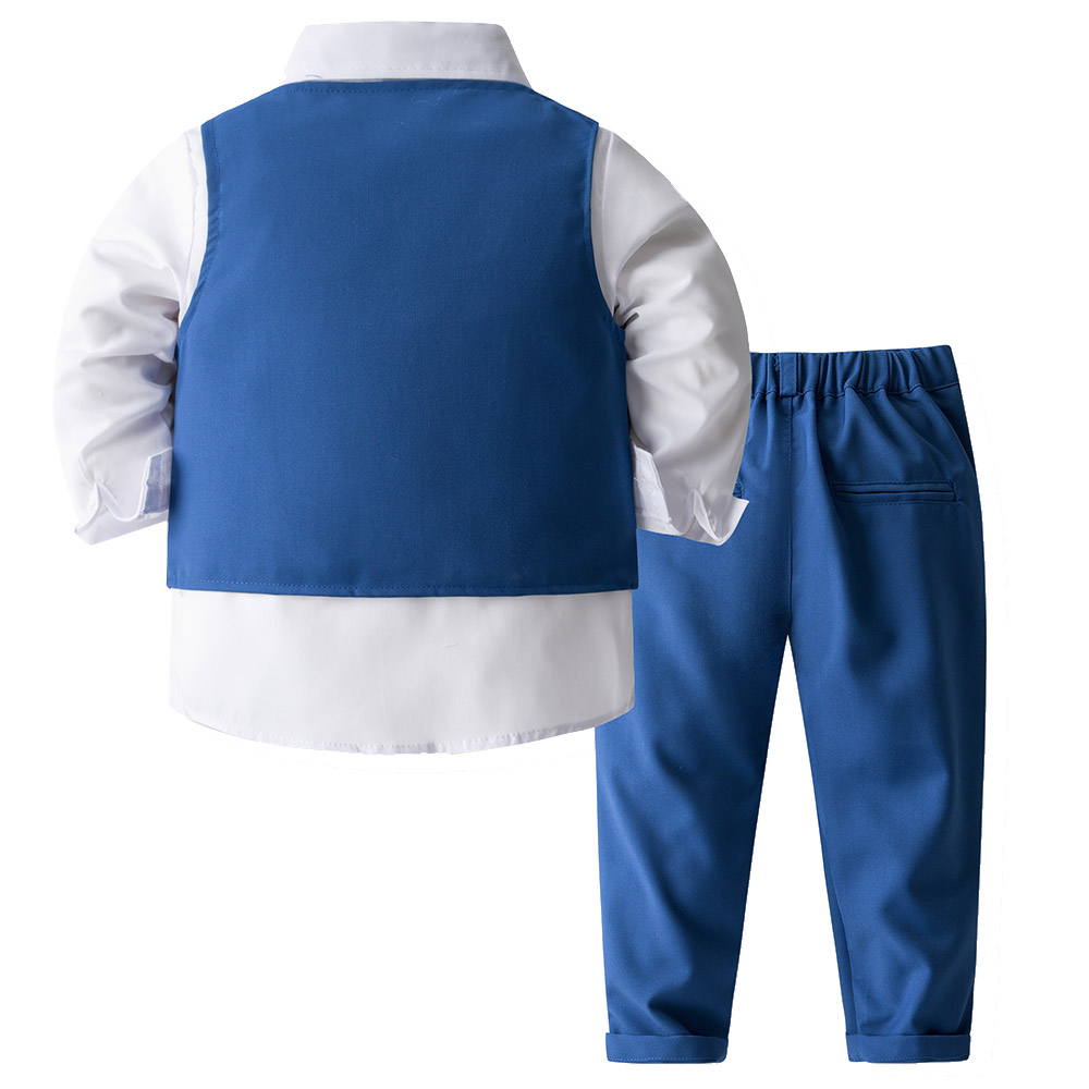 SUGAR RUSH - 4pc-Set - Classic Shirt, Waistcoat, Tie & Pants - Blue