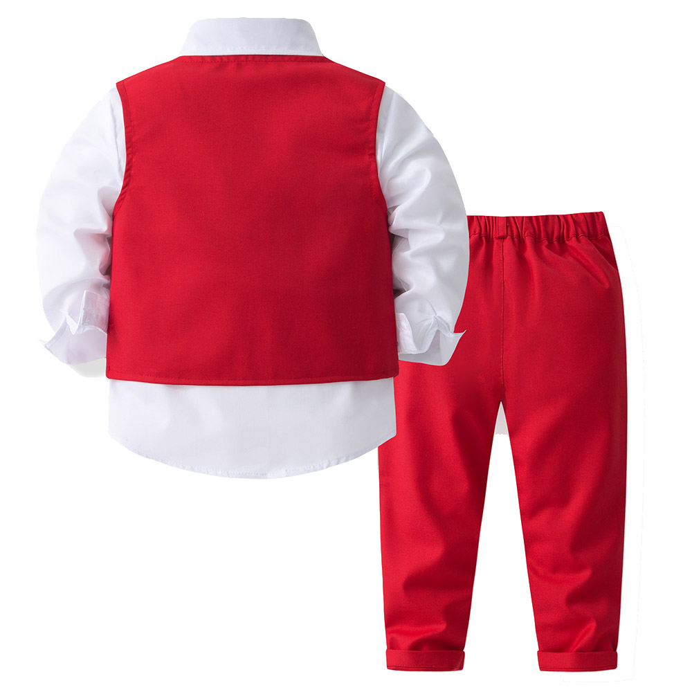 SUGAR RUSH - 4pc-Set - Classic Shirt, Waistcoat, Tie & Pants - Red