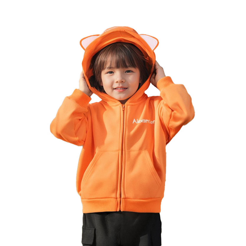 Sugar Rush - Boys' Embroidered Hooded Full Sleeves Jacket - Orange