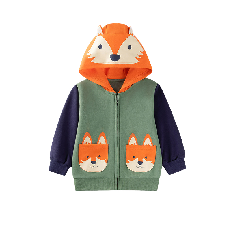 Sugar Rush - Boys' Printed Hooded Full Sleeves Jacket - Green/Orange