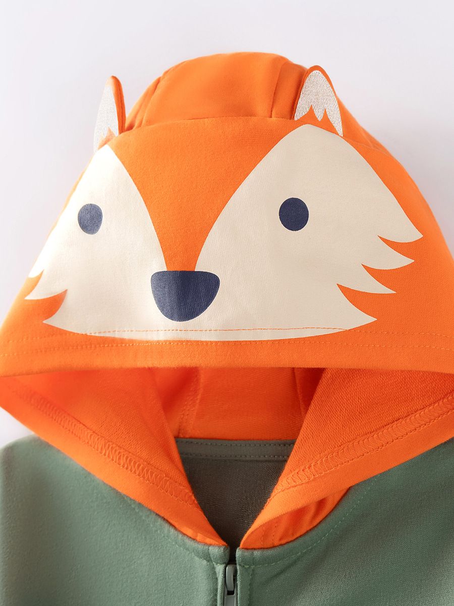 Sugar Rush - Boys' Printed Hooded Full Sleeves Jacket - Green/Orange