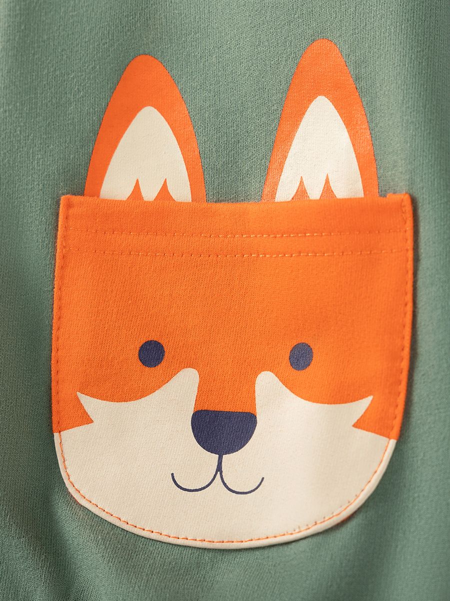 Sugar Rush - Boys' Printed Hooded Full Sleeves Jacket - Green/Orange