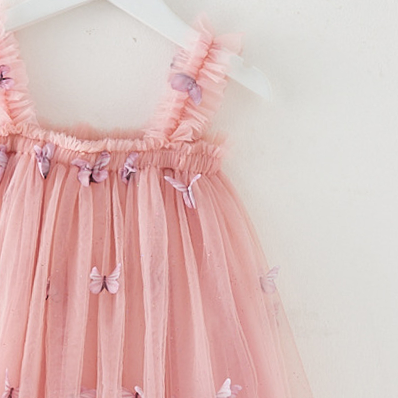 Sugar Rush - Girls' Appliqued Spaghetti Strap Sleeveless Fashion Dress - Pink