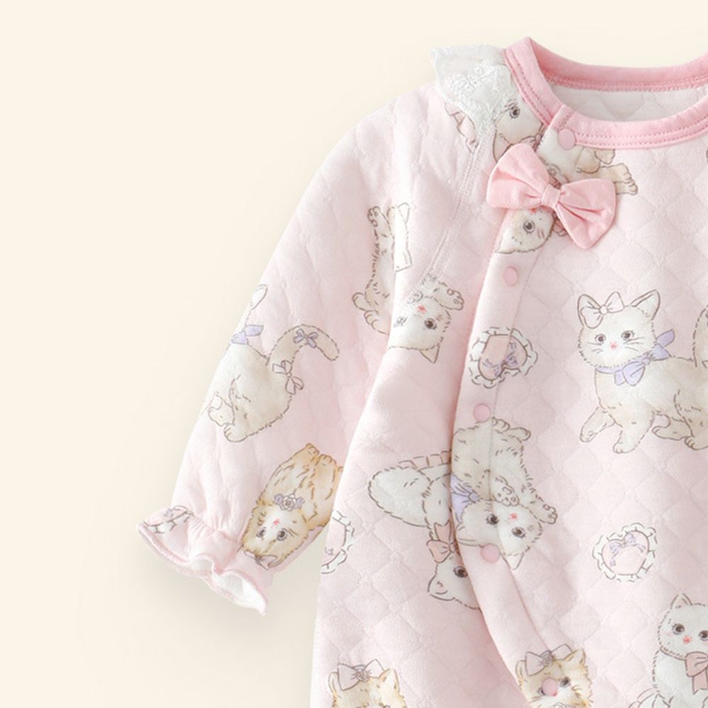 Sugar Rush - Kitten Print Romper - Pink