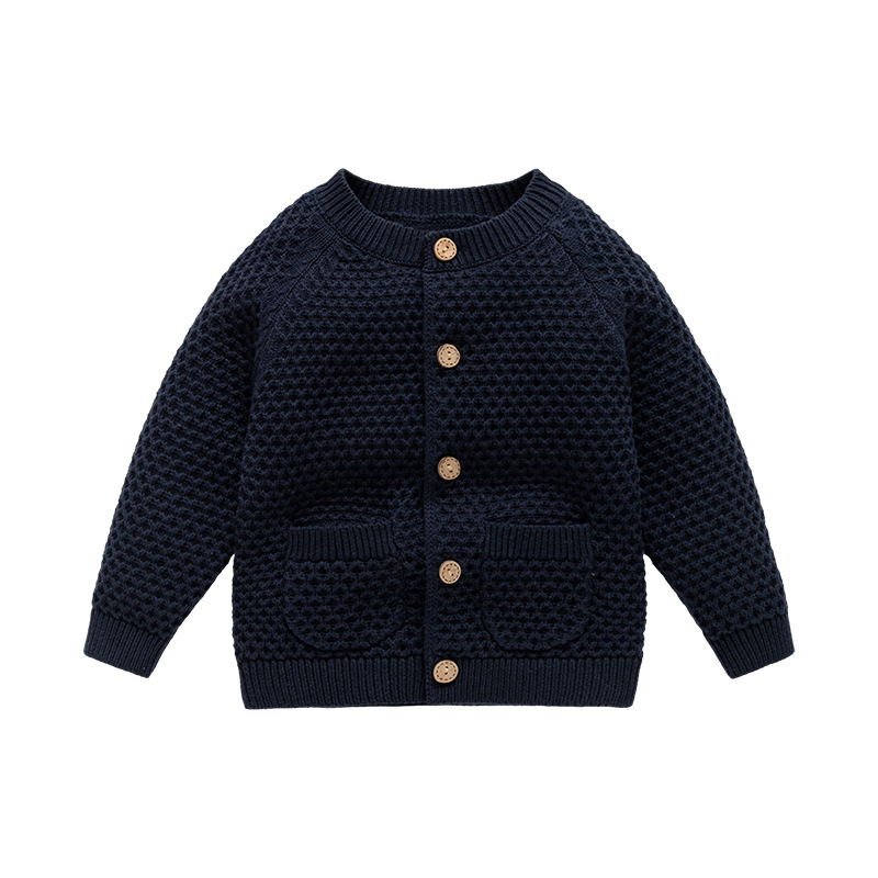 Sugar Rush - Baby' Solid Regular Full Sleeves Sweater - Navy Blue