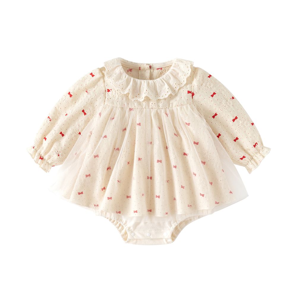 Sugar Rush - Baby Girls' Printed Full Sleeves Romper - Beige