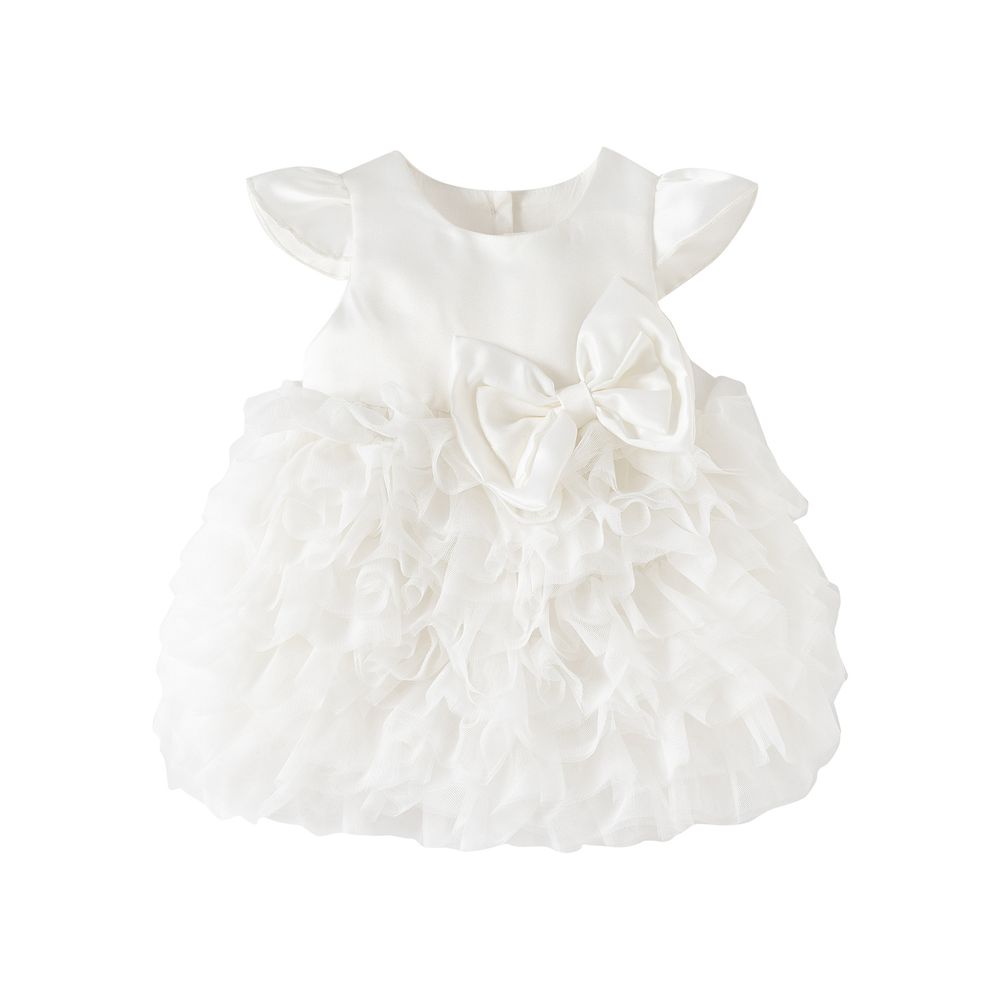 Sugar Rush - Ruffled Rompers With Big Bow Attached - White