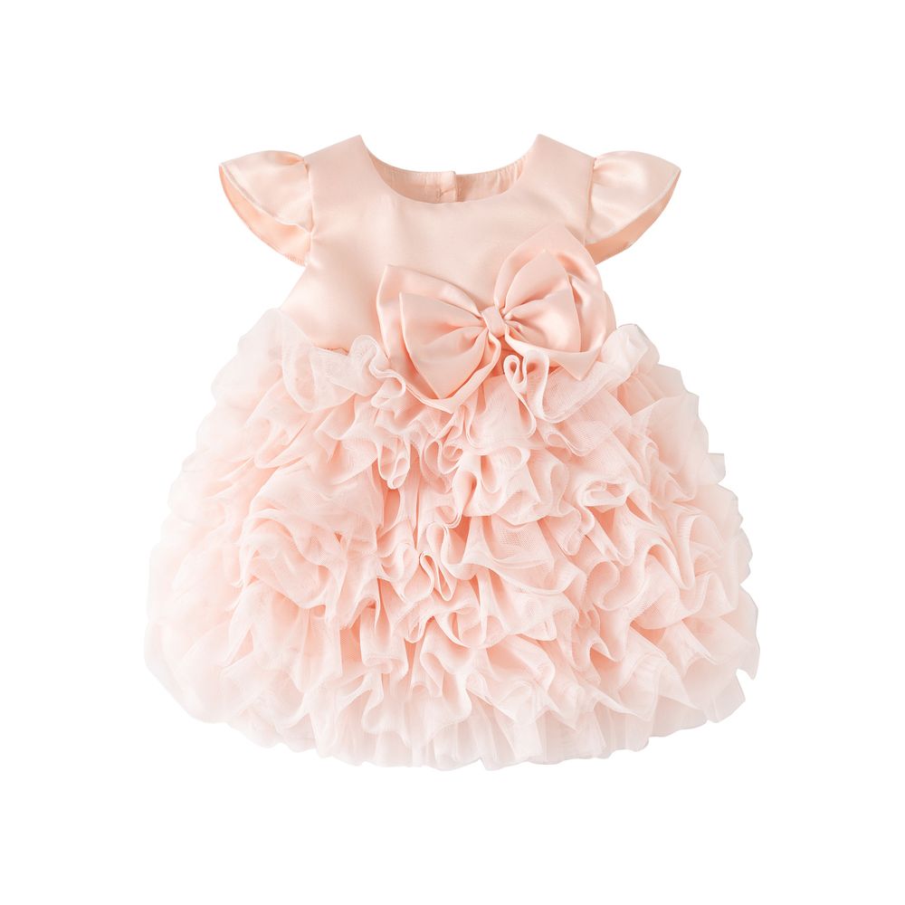 Sugar Rush - Ruffled Rompers With Big Bow Attached - Pink