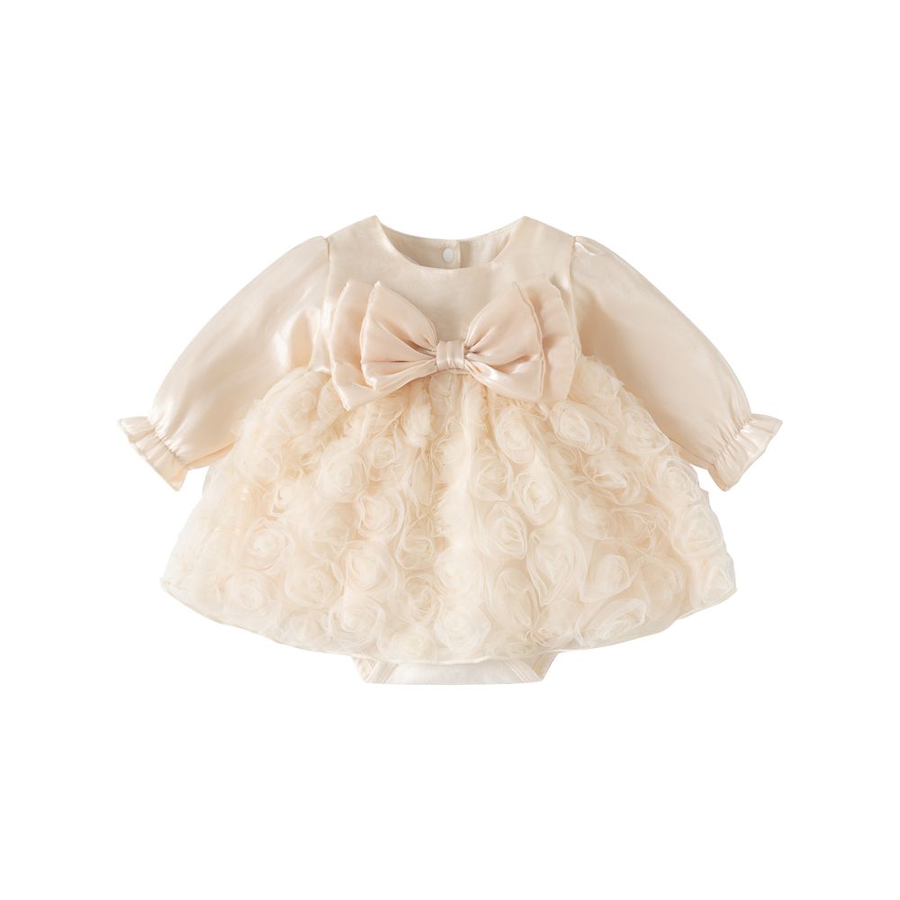 Sugar Rush - Ruffled Long Sleeve Rompers - Beige