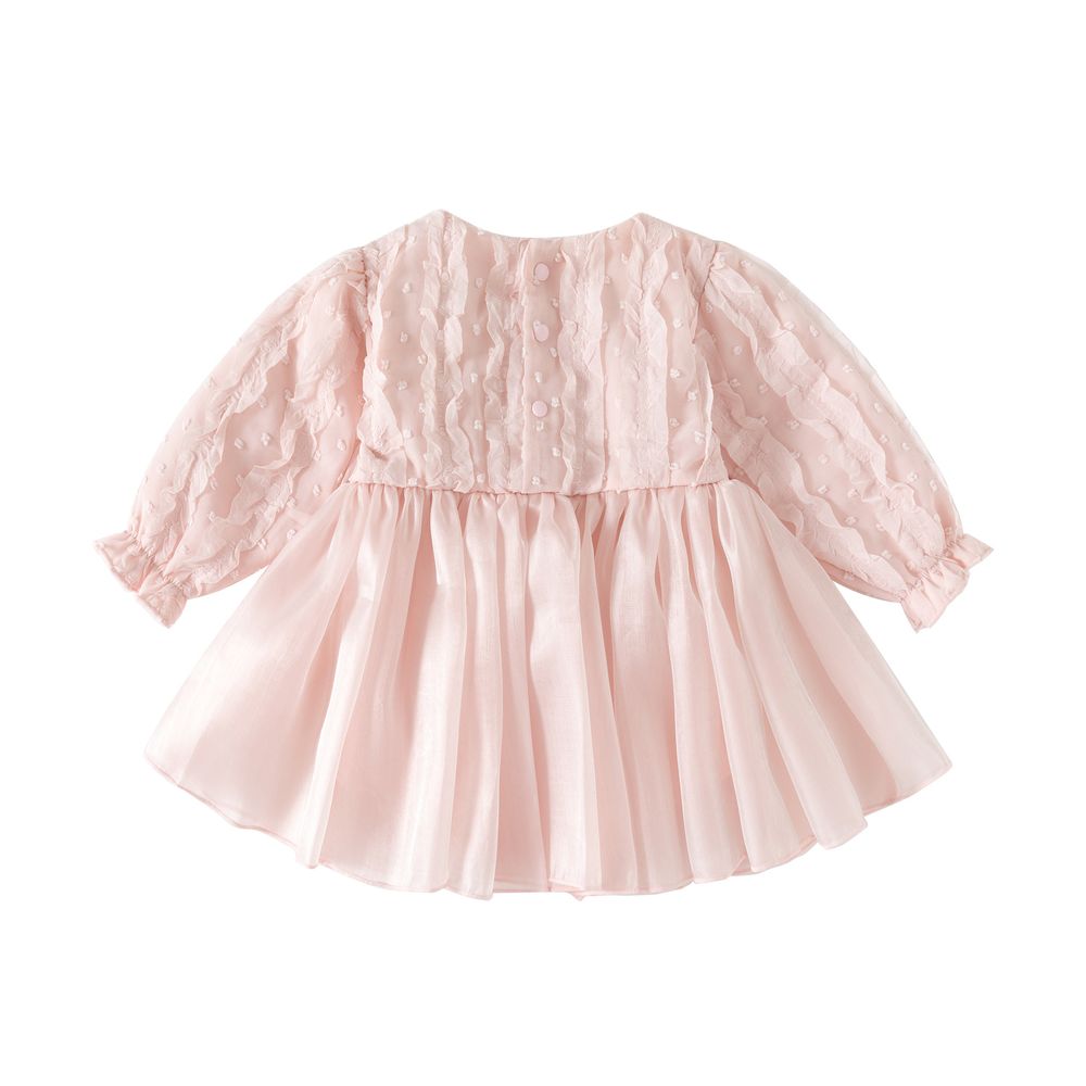 Sugar Rush - 2pc-Set - Baby Girl's Round Neck Party Dress With Cap - Pink