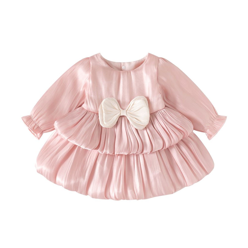 Sugar Rush - Girl's Solid Round Neck Fashion Dress - Pink