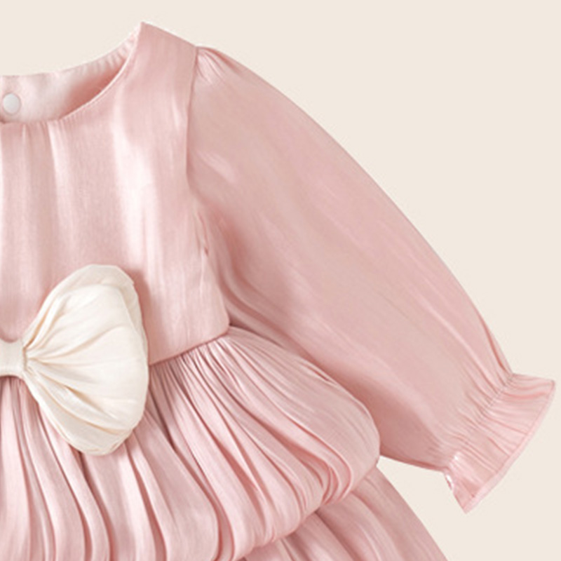 Sugar Rush - Girl's Solid Round Neck Fashion Dress - Pink