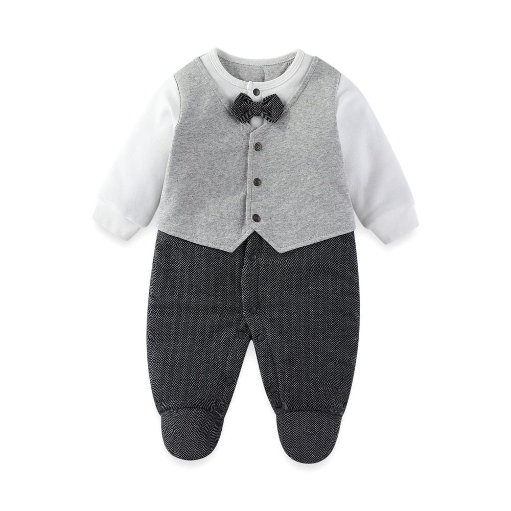 Sugar Rush - Embellished Design Romper - Grey/Black