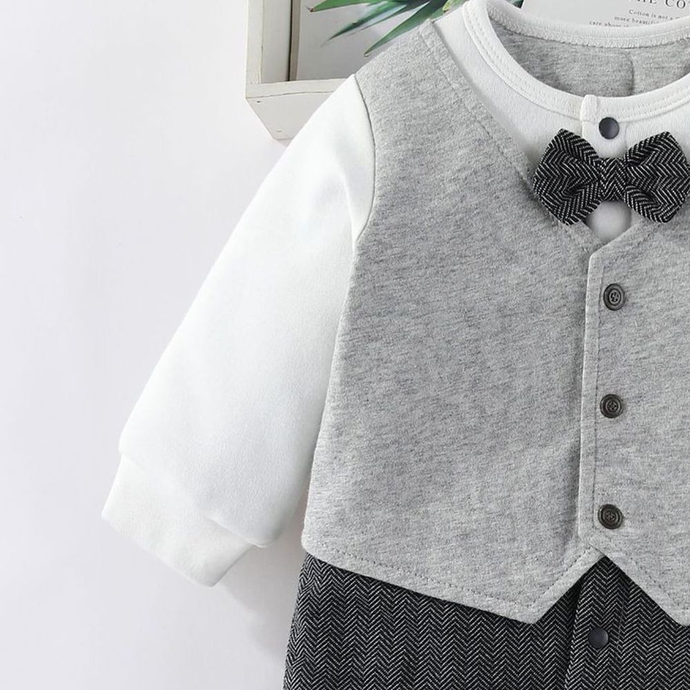 Sugar Rush - Embellished Design Romper - Grey/Black