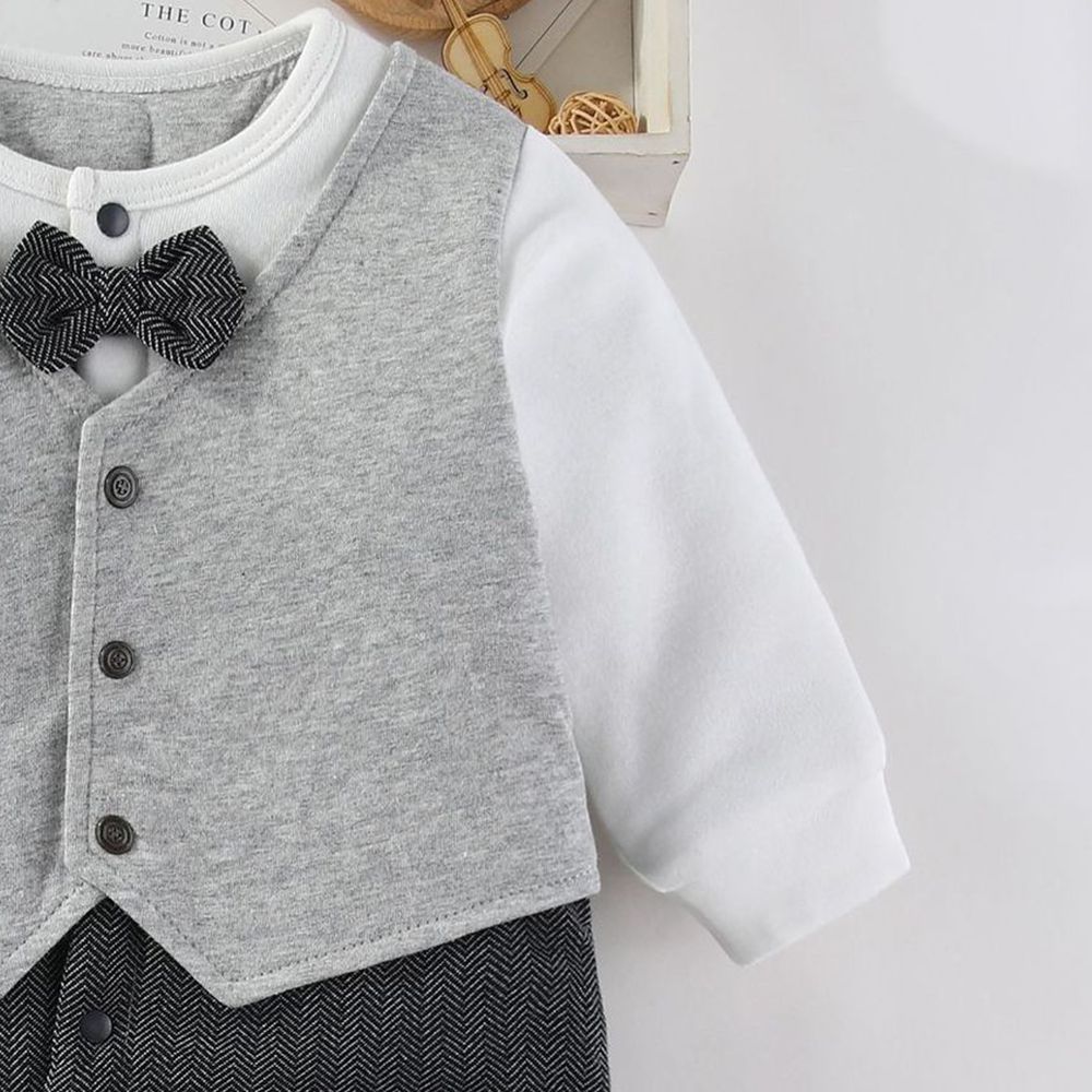 Sugar Rush - Embellished Design Romper - Grey/Black