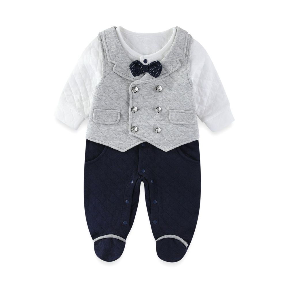 Sugar Rush - 2pc-Set - Romper With Waistcoat - Grey/Navy