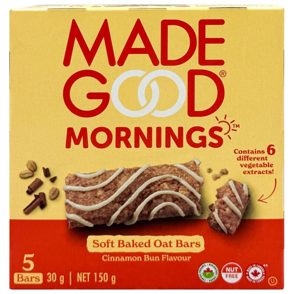 Made Good - Mornings Soft Baked Oat Bars -  Cinnamon Bun - Pack of 5 - 150 gm