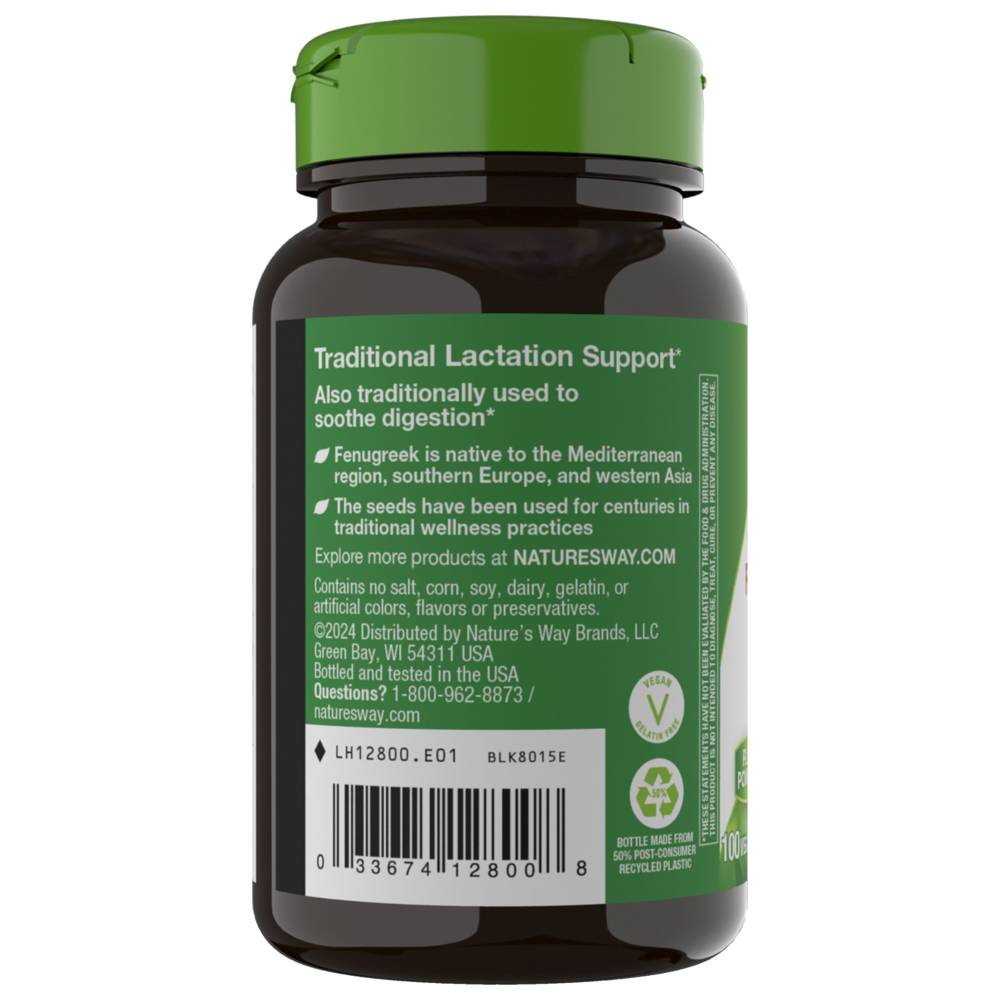 Nature's Way - Fenugreek Seed  Vegan Capsules - 100 Pcs