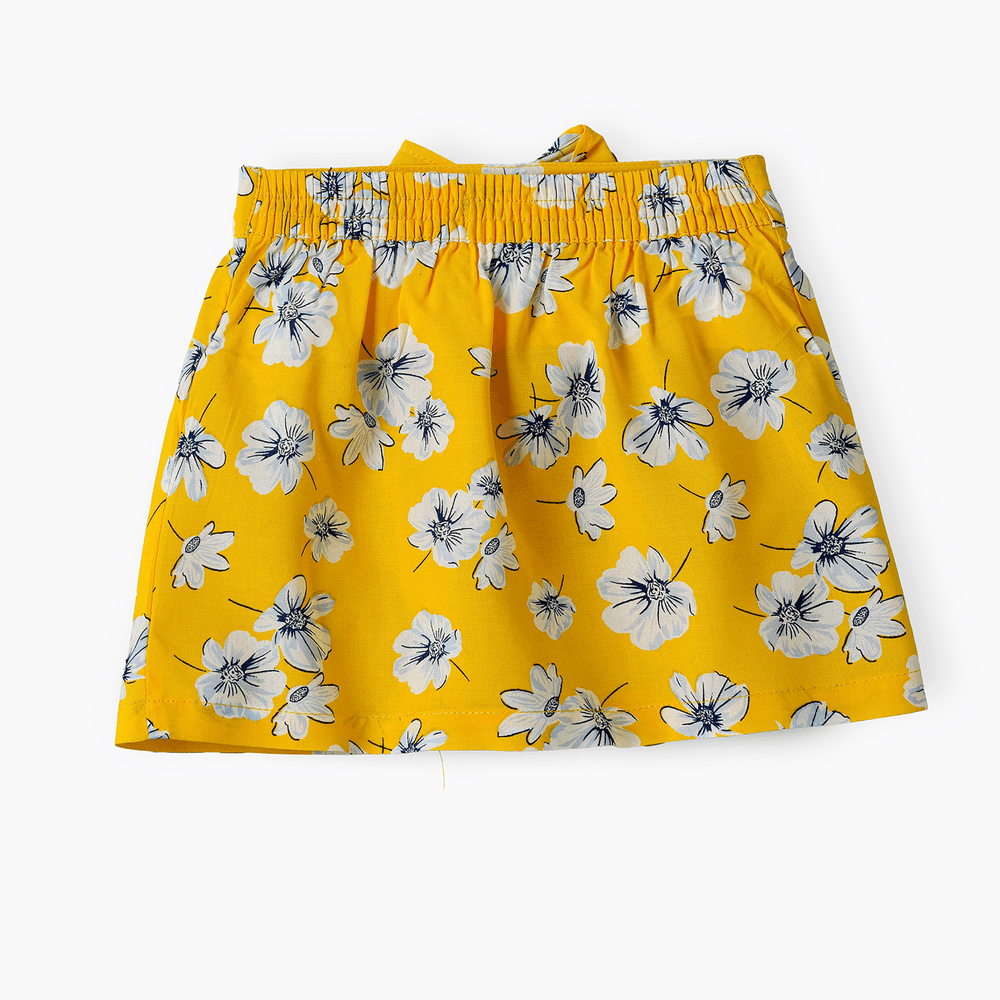 Jelliene - Girls' Floral Printed Bow Skirts - Yellow