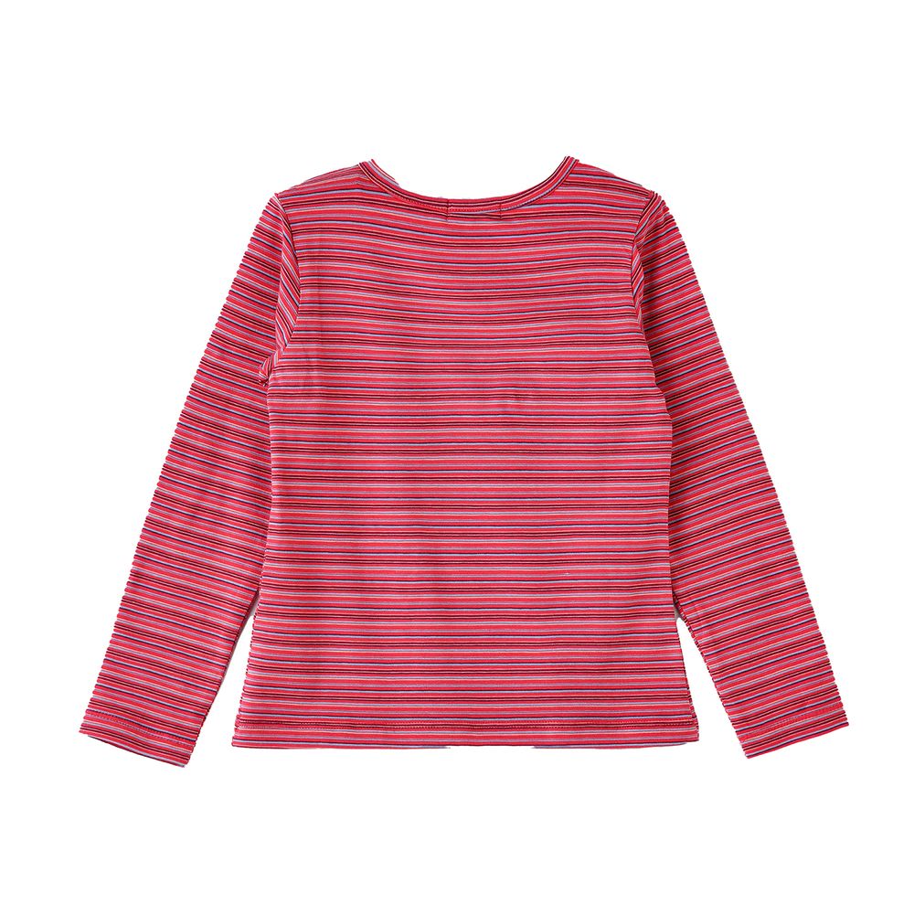 Jelliene - Girls' Striped Long Sleeves Top - Red