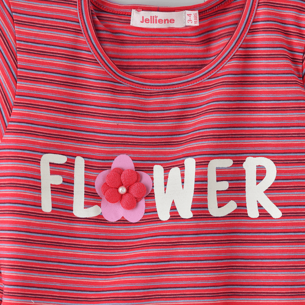 Jelliene - Girls' Striped Long Sleeves Top - Red