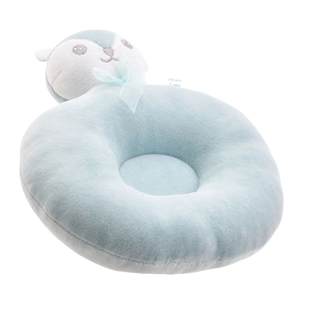 Tiny Hug - Newborn Baby Round Pillow - Blue