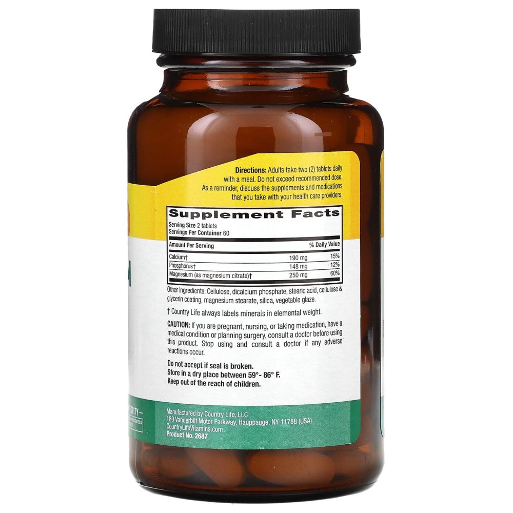 Country Life - Magnesium Citrate 250 Mg Tablets - 120 Pcs